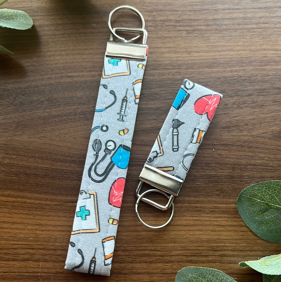 Medical Supplies Fabric Key Fob - Wristlet and Mini Option - 1” Wide