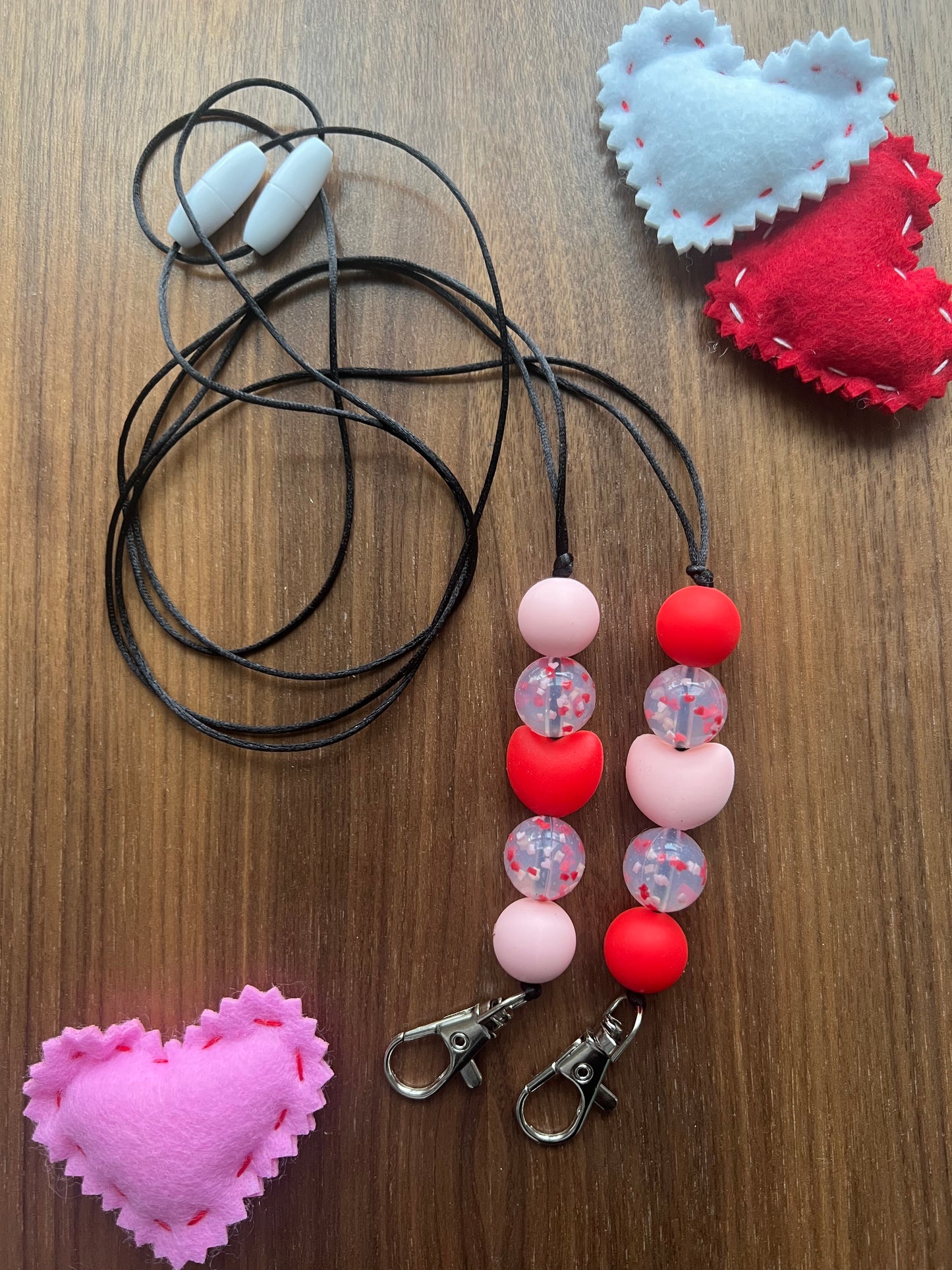Confetti Hearts Silicone Beaded Lanyard-Valentine Collection