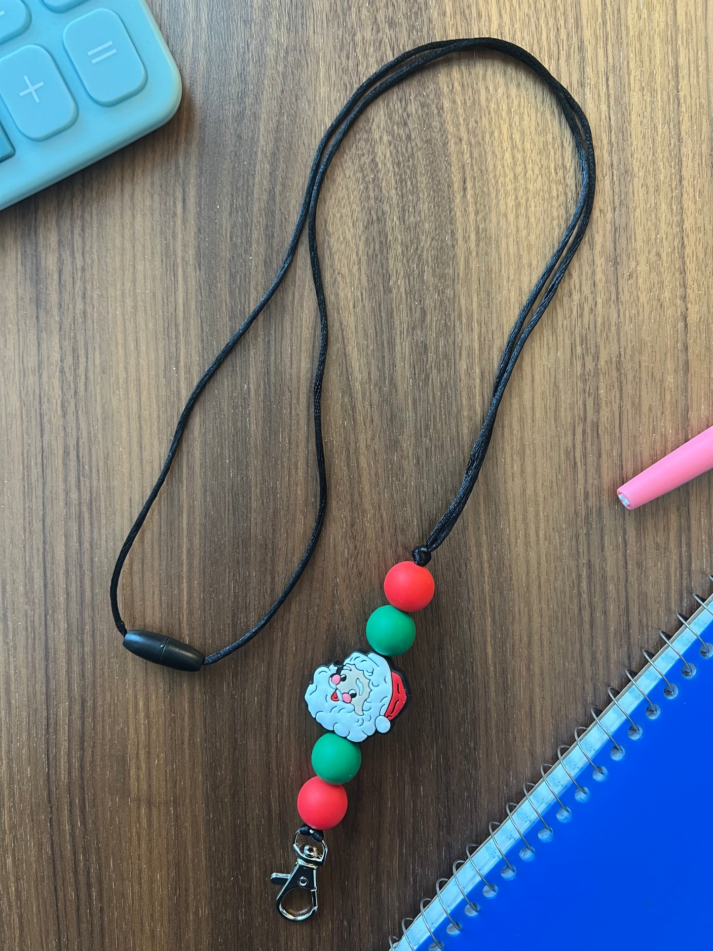 Santa Silicone Beaded Lanyard-Holiday Collection