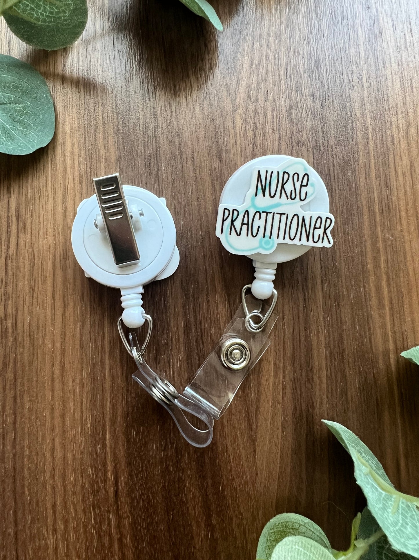 Nurse Practitioner-Stethoscope Badge Reel
