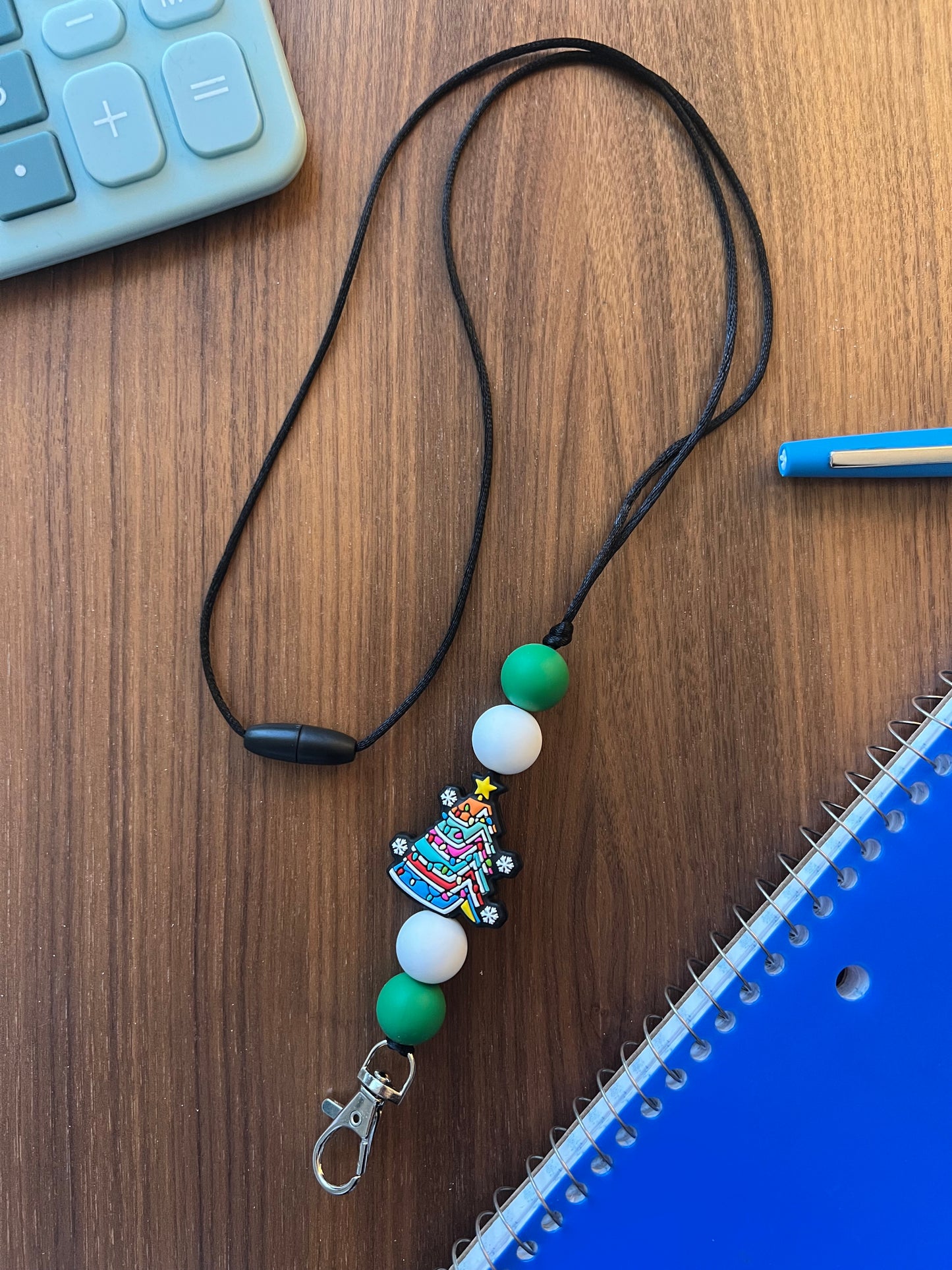 Book Tree Silicone Beaded Lanyard-Holiday Collection