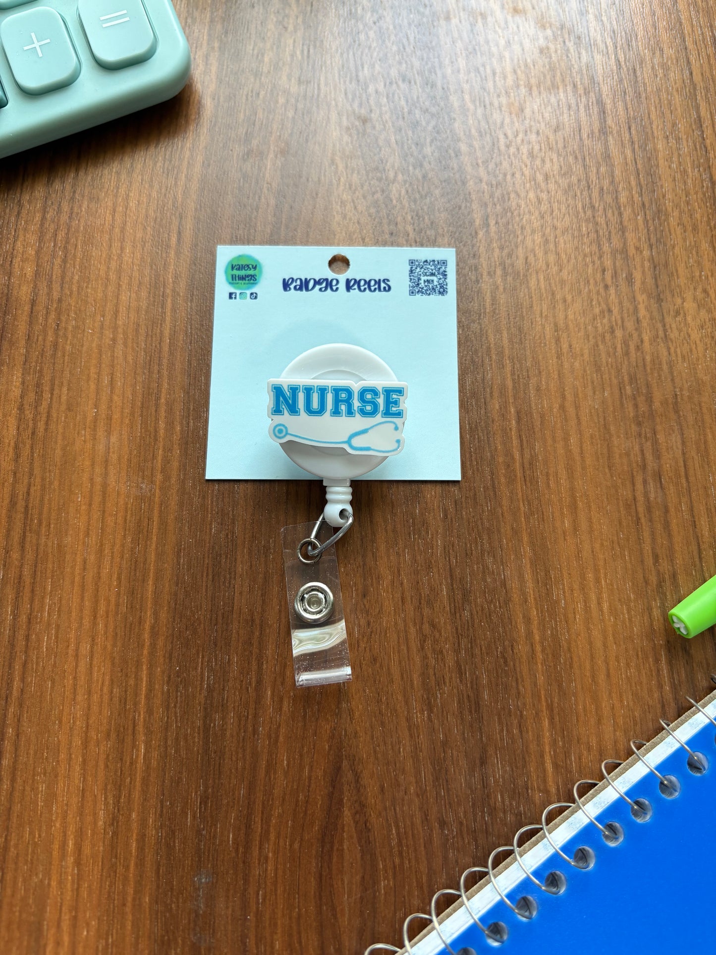 Blue Nurse Badge Reel