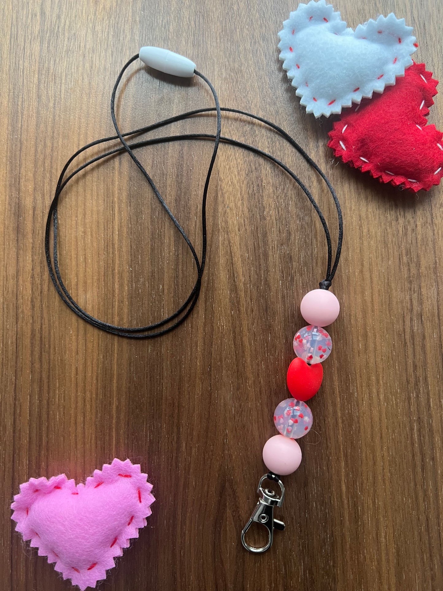 Confetti Hearts Silicone Beaded Lanyard-Valentine Collection