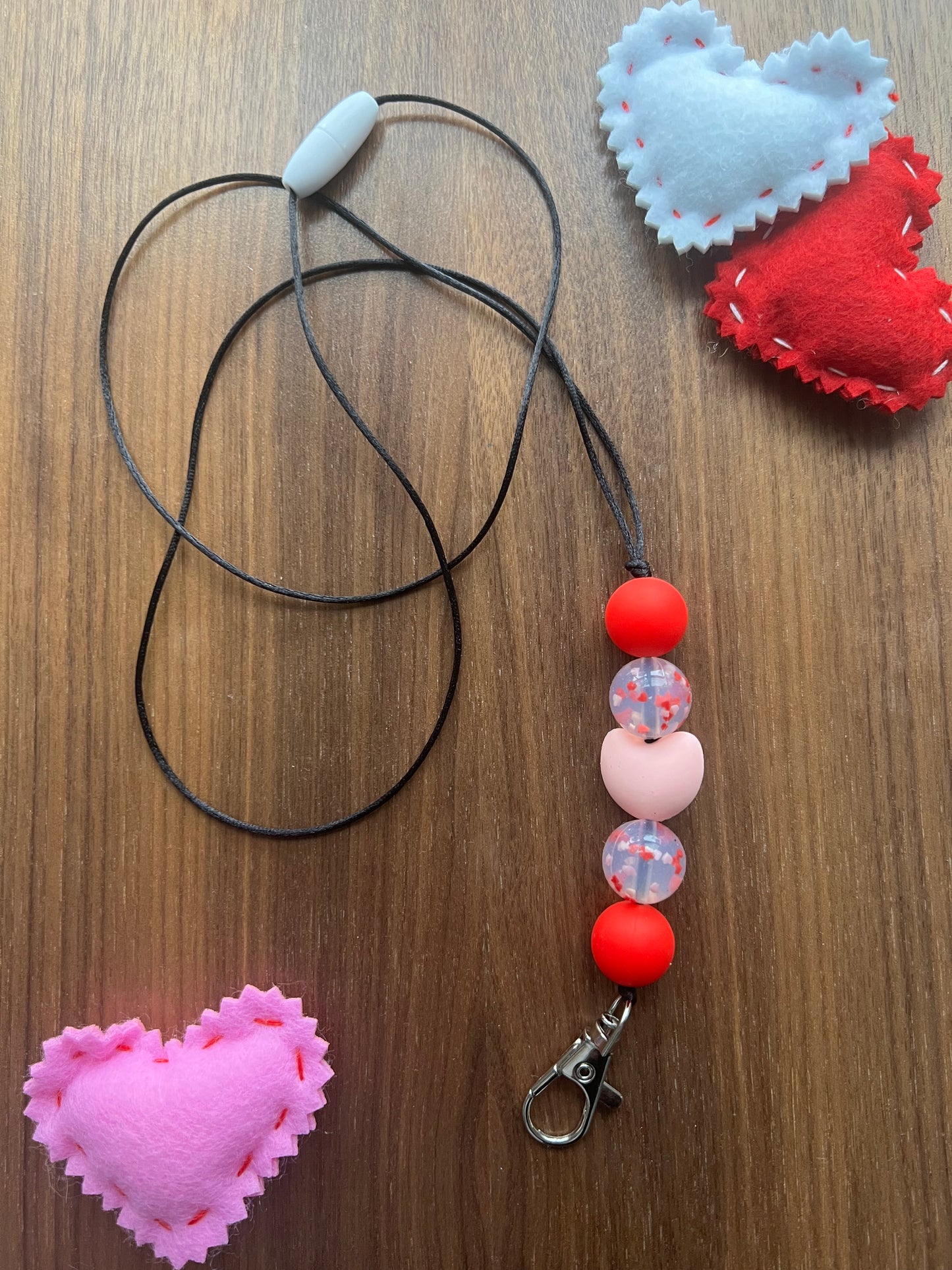 Confetti Hearts Silicone Beaded Lanyard-Valentine Collection