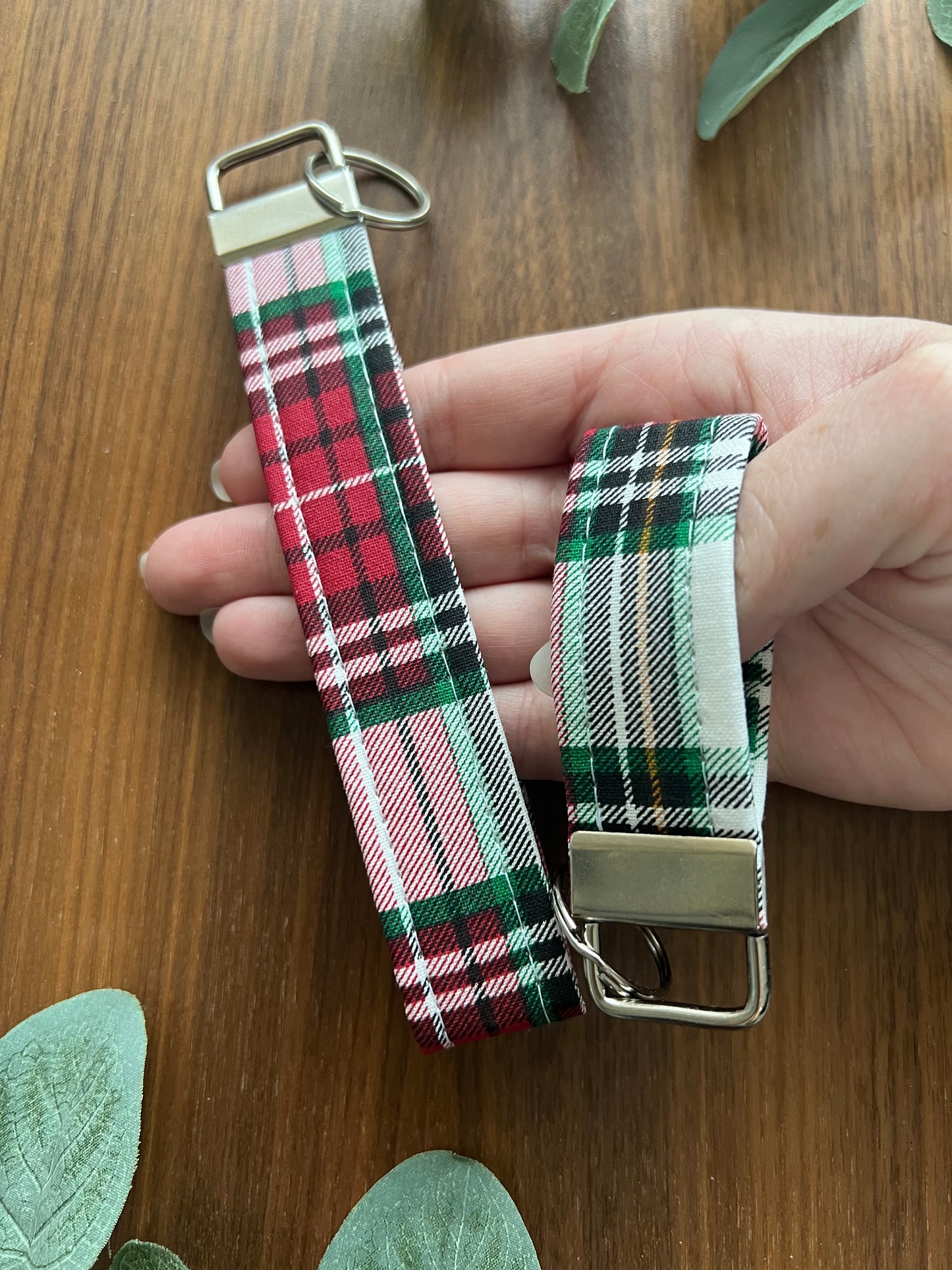 Christmas Plaid Fabric Key Fob-Holiday Collection