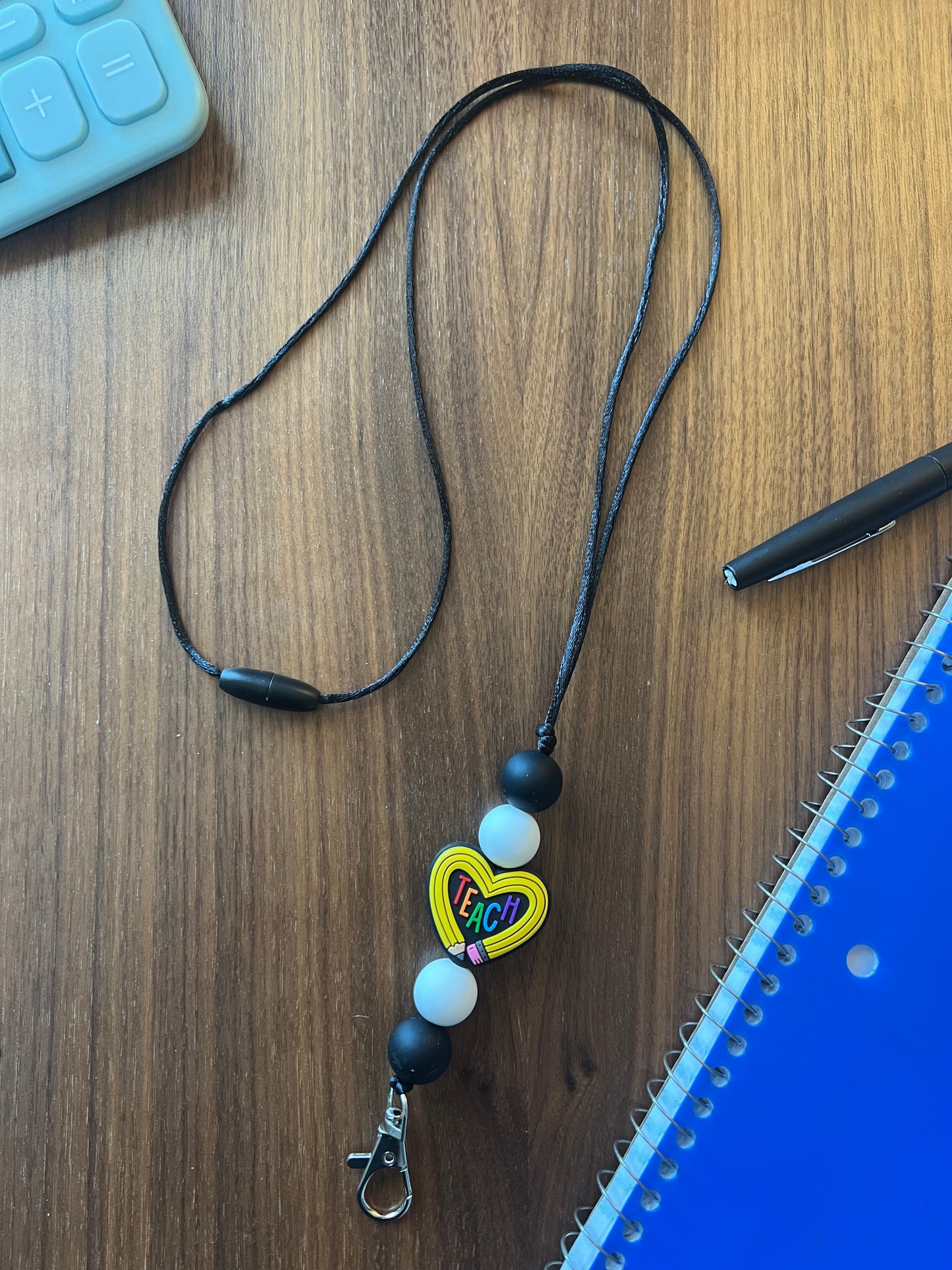 TEACH Pencil Silicone Beaded Lanyard