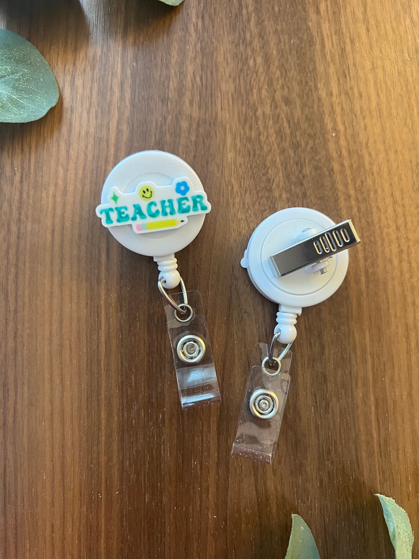 Checkered Teacher Badge Reel