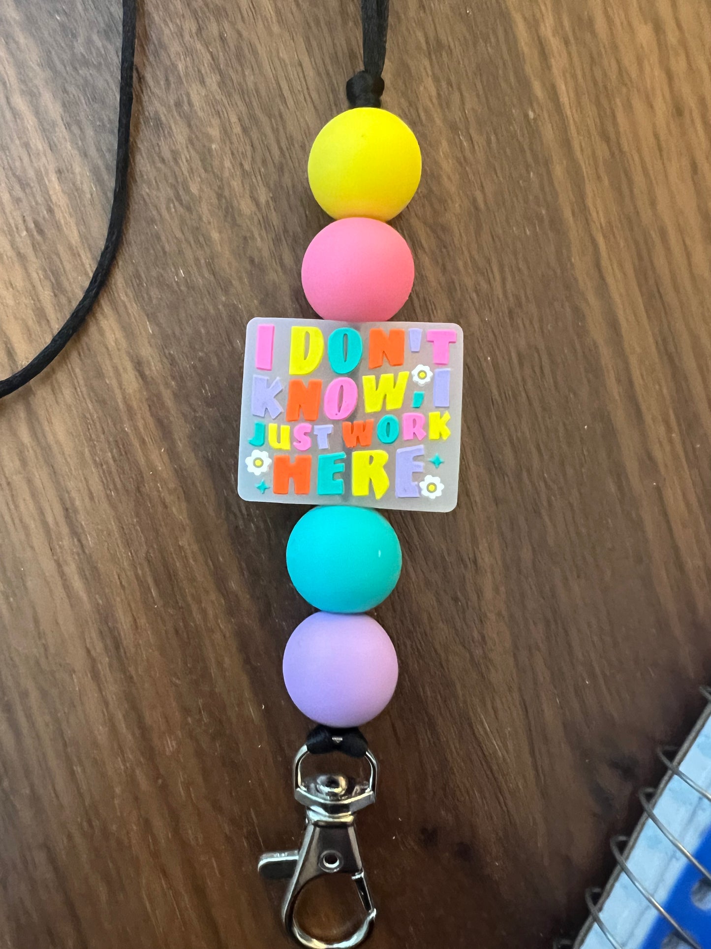 Idk, I Just Work Here Silicone Beaded Lanyard