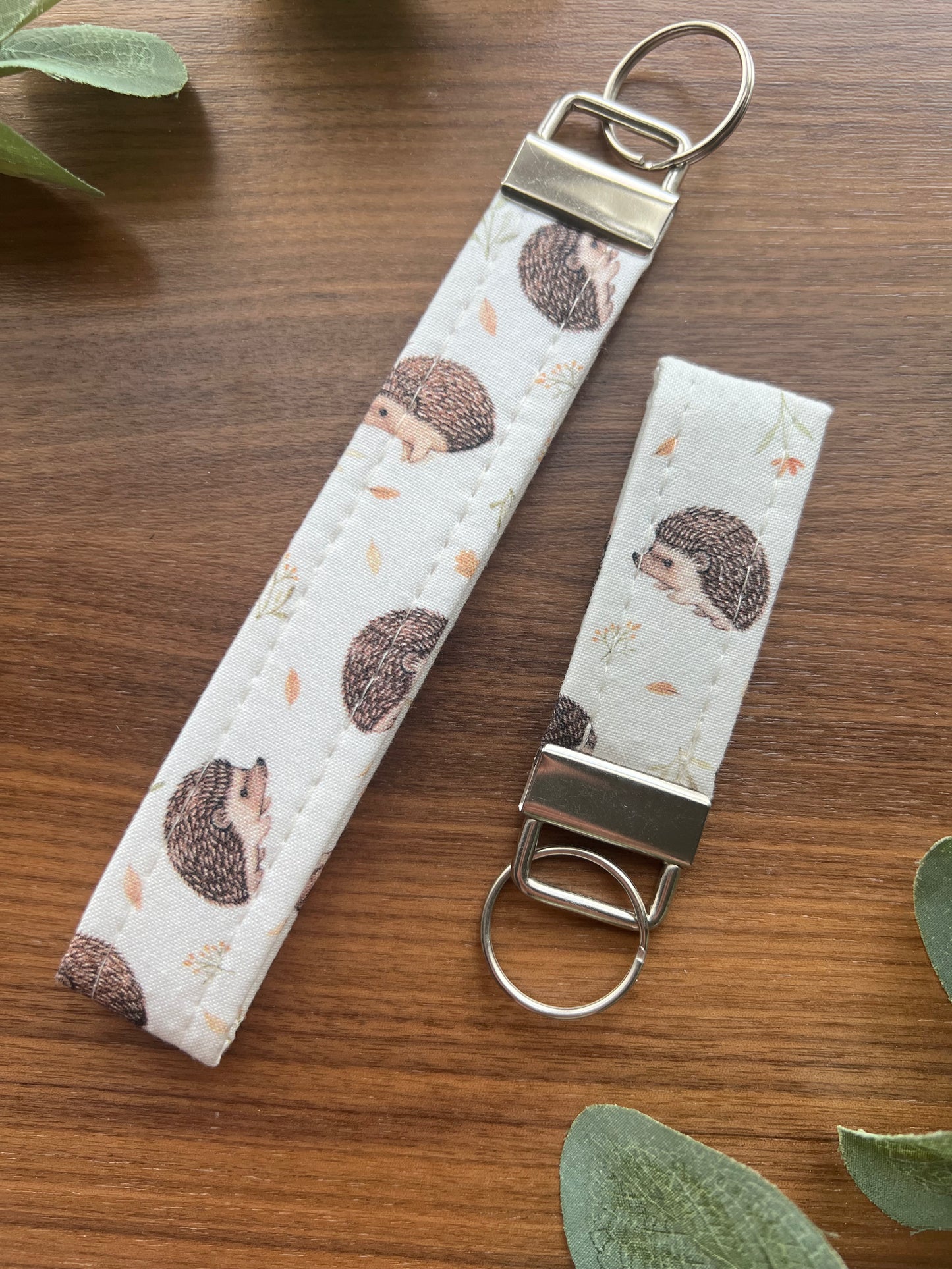 Hedgehog Cotton Key Fob - Wristlet and Mini Option - 1” Wide