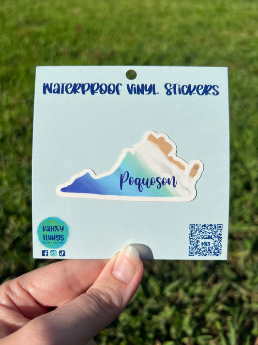 Poquoson Virginia - Beach Scene Vinyl Sticker