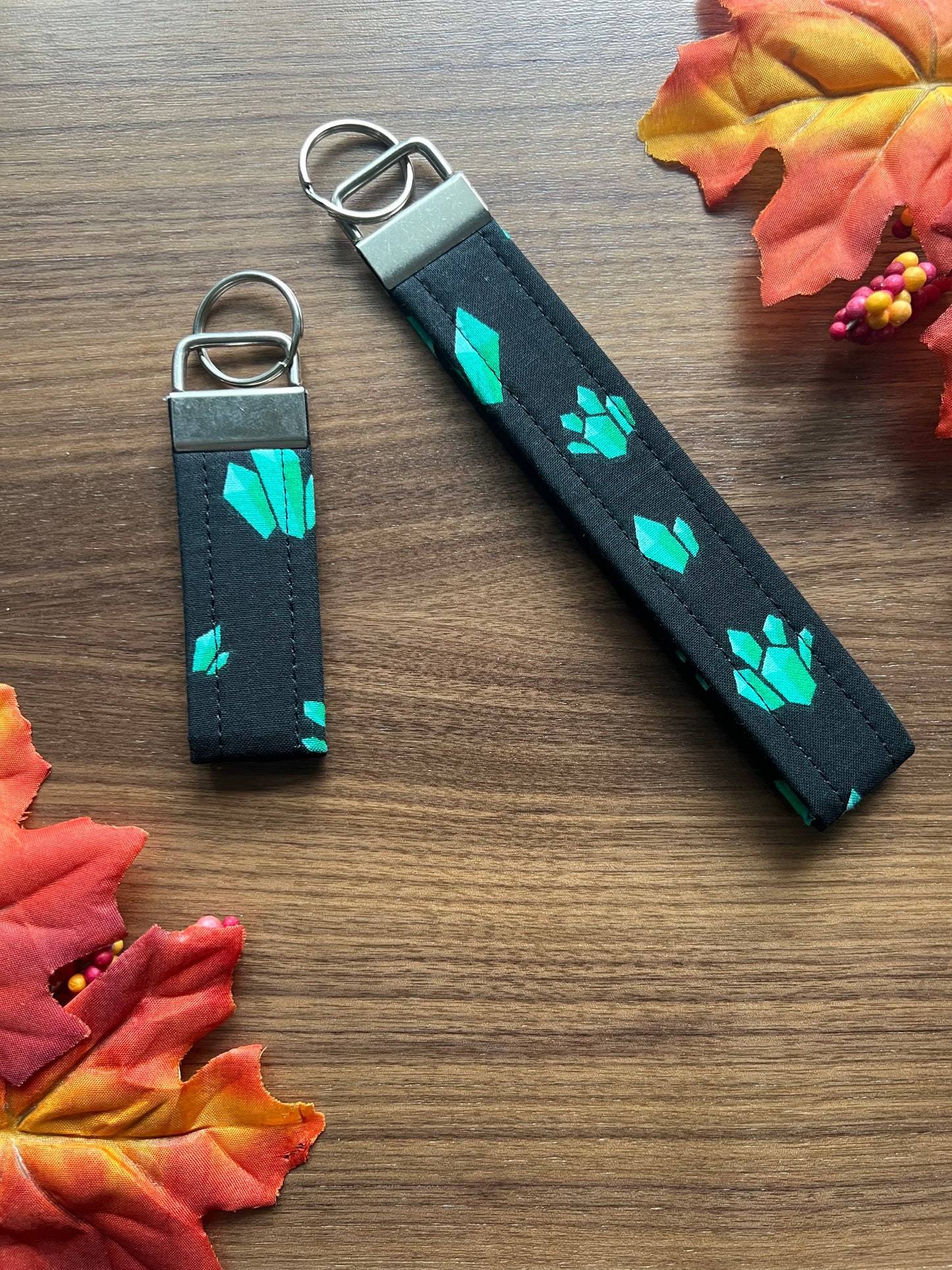 Green Crystals Fabric Key Fob - Spooky Collection