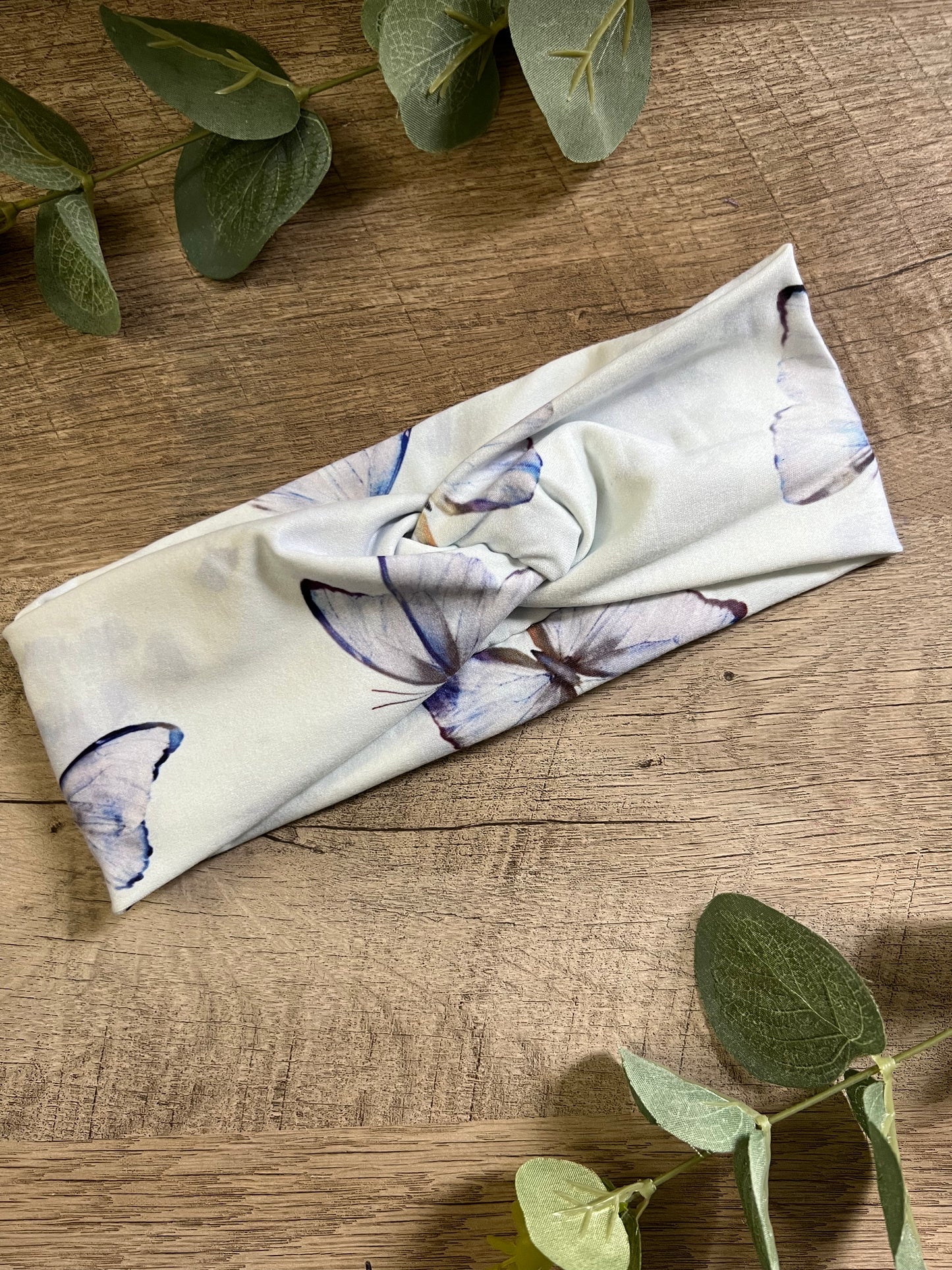 Purple Butterflies Twist Knot Headband