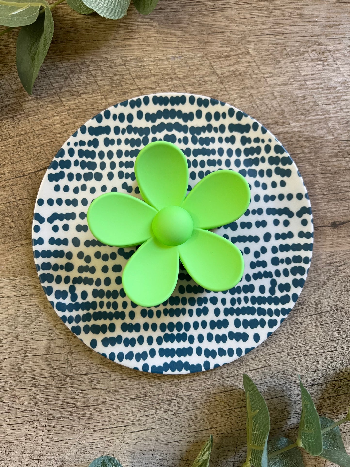 Neon Green Flower Claw Clip