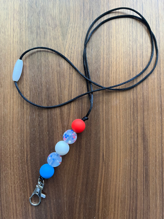 Red, White, & Blue Silicone Beaded Lanyard- Summer Collection