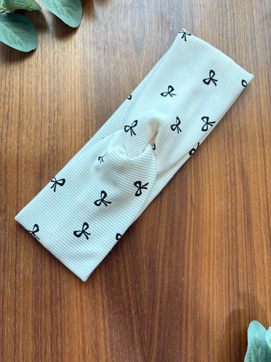 Black Bows on Cream Headband-Holiday Collection