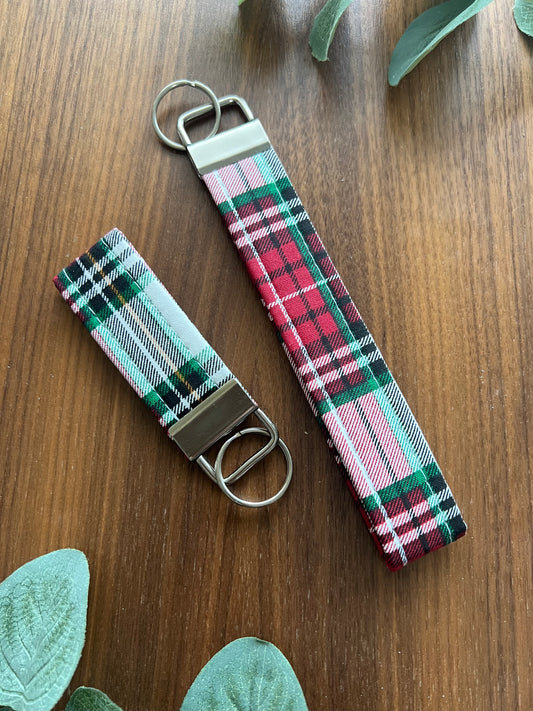 Christmas Plaid Fabric Key Fob-Holiday Collection