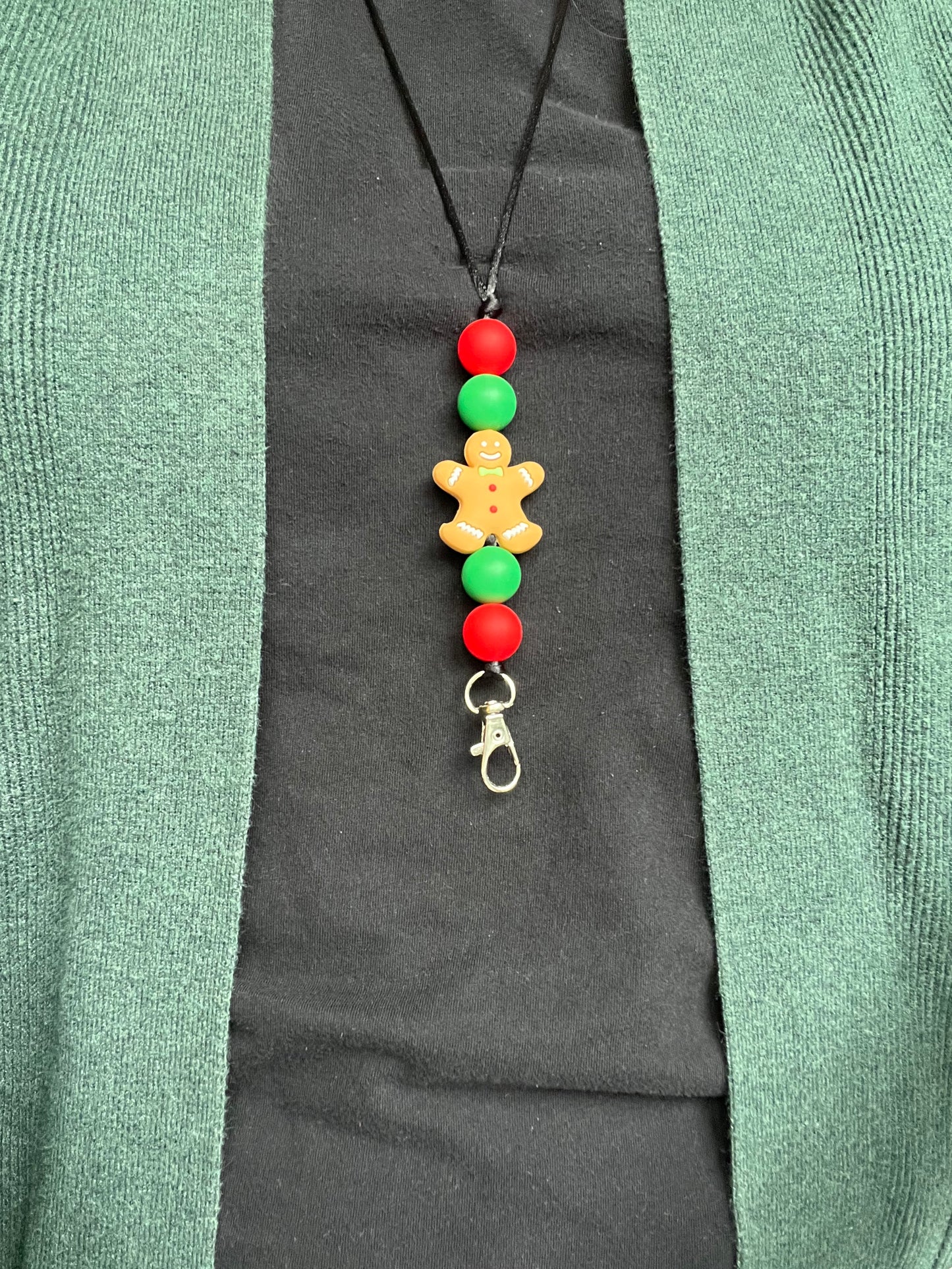 Gingerbread Man Silicone Beaded Lanyard-Holiday Collection