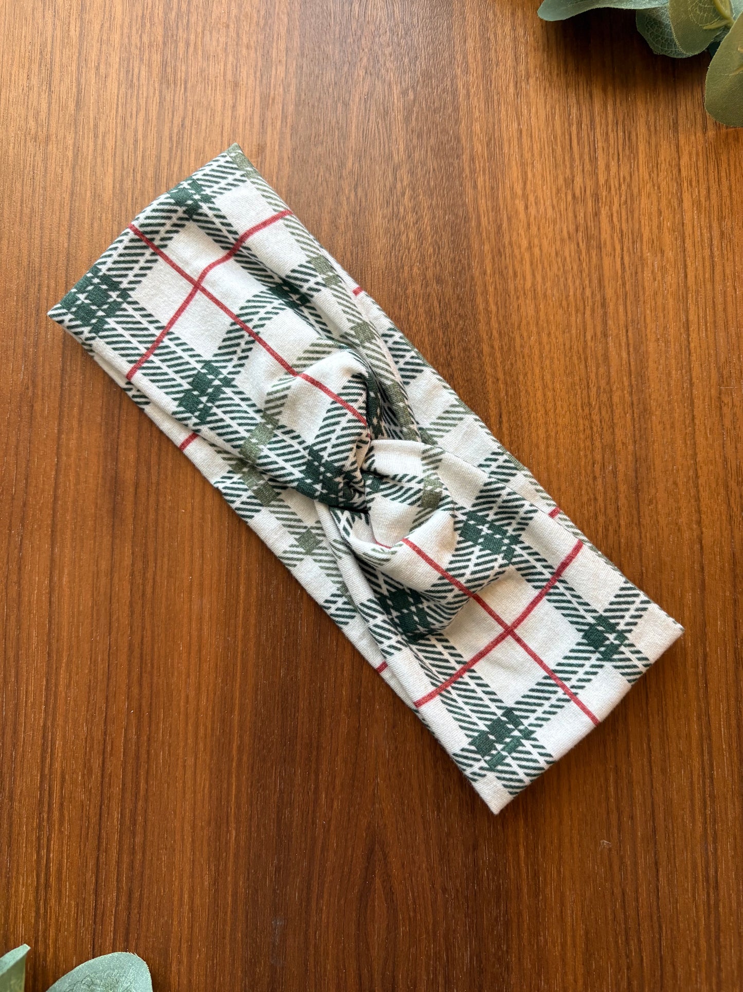 Cream Christmas Plaid Headband-Holiday Collection