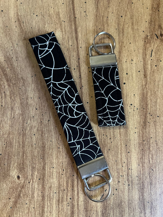 Metalic and Black Spider Webs Key Fob - Spooky Collection