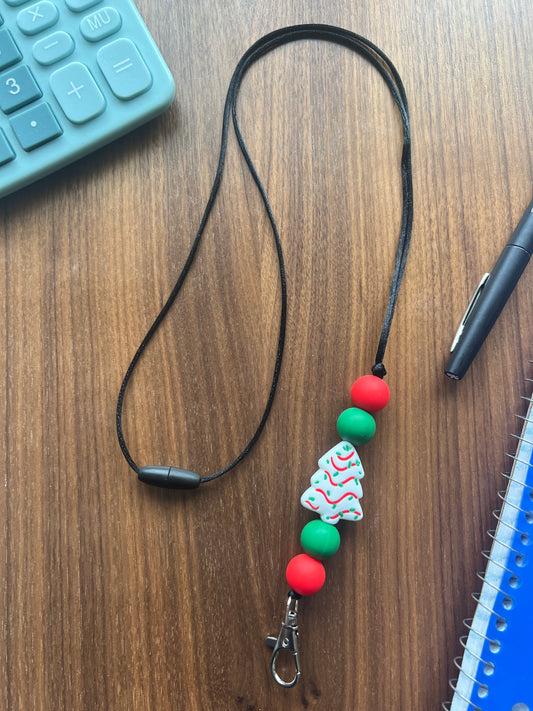 Christmas Tree Cake Silicone Beaded Lanyard-Holiday Collection