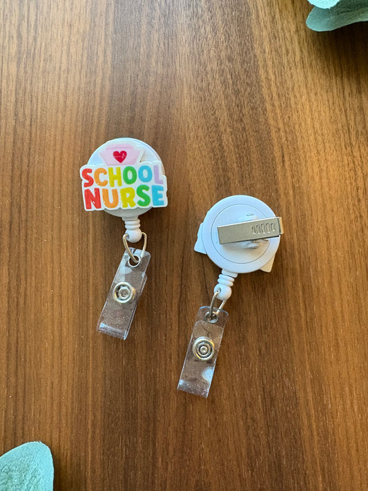 Rainbow School Nurse Badge Reel