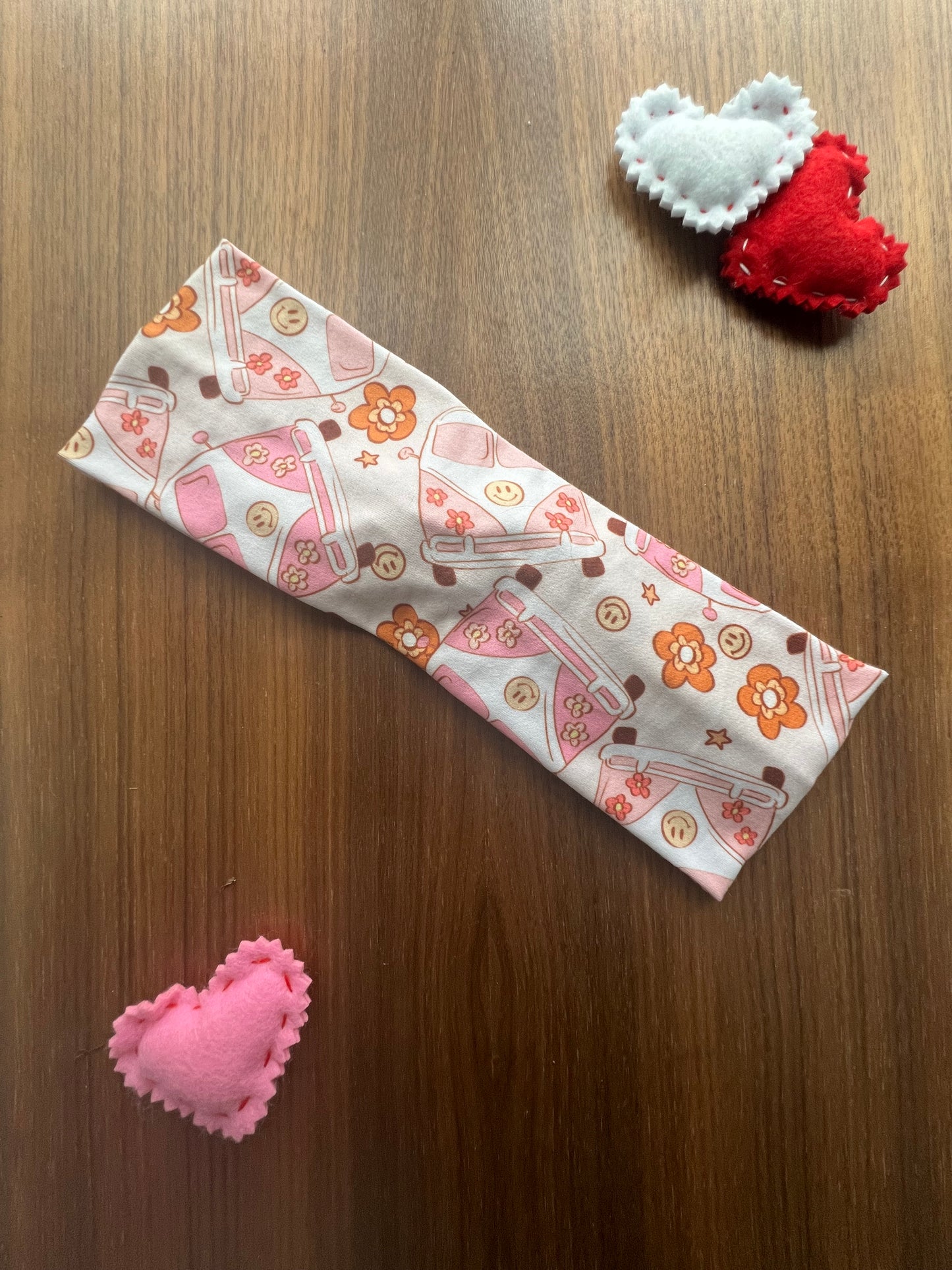 Groovy Pink Buses Headband-Valentine Collection