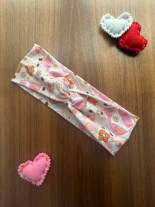 Groovy Pink Buses Headband-Valentine Collection
