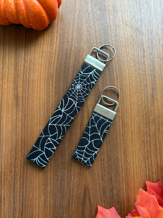 Metalic and Black Spider Webs Key Fob - Spooky Collection