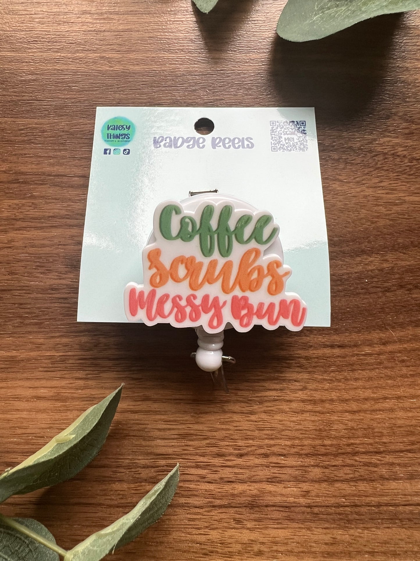 Coffee Scrubs Messy Bun Badge Reel