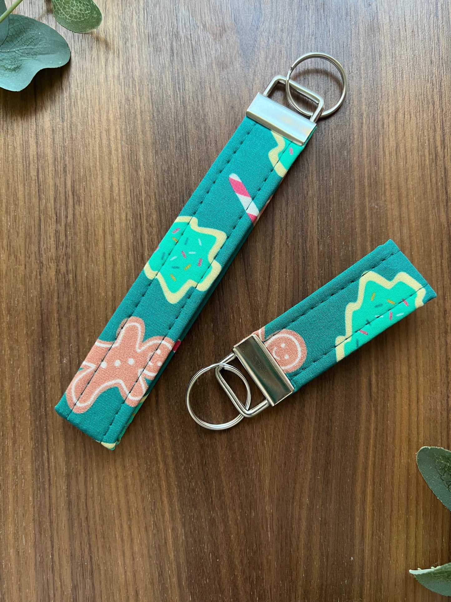 Christmas Cookie & Candy Cane Fabric Key Fob-Holiday Collection