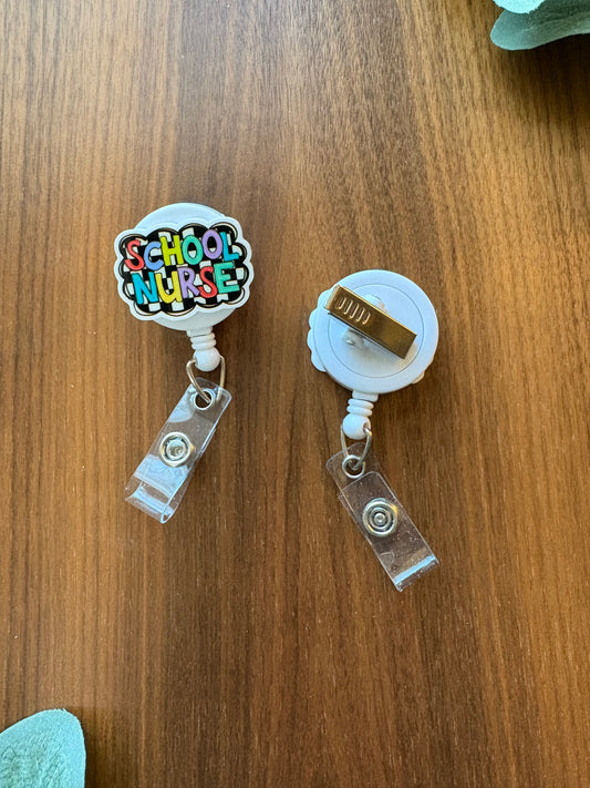 Checkered School Nurse Badge Reel