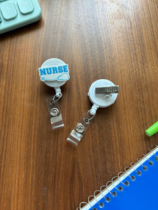 Blue Nurse Badge Reel