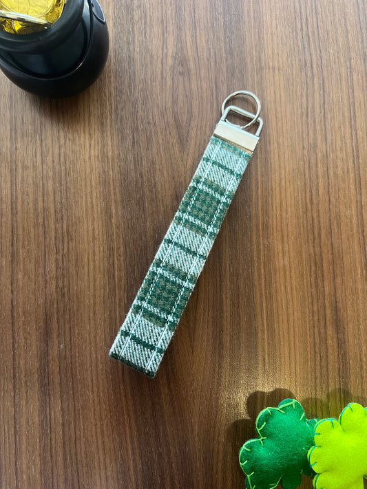 Green Plaid Flannel Fabric Key Fob-Patty's Day Collection