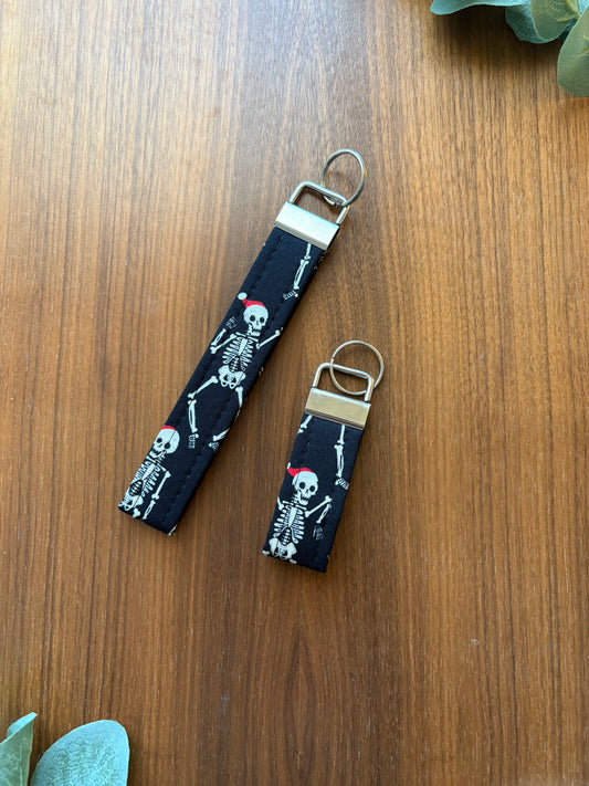 Christmas Skeletons Fabric Key Fob-Holiday Collection