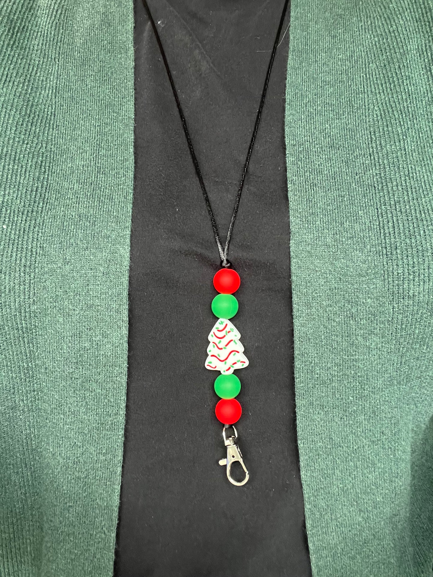 Christmas Tree Cake Silicone Beaded Lanyard-Holiday Collection