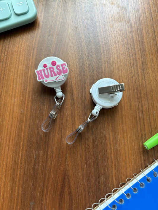 Pink Nurse Badge Reel