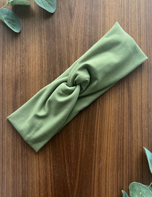 Solid Olive Green Twist Knot Headband