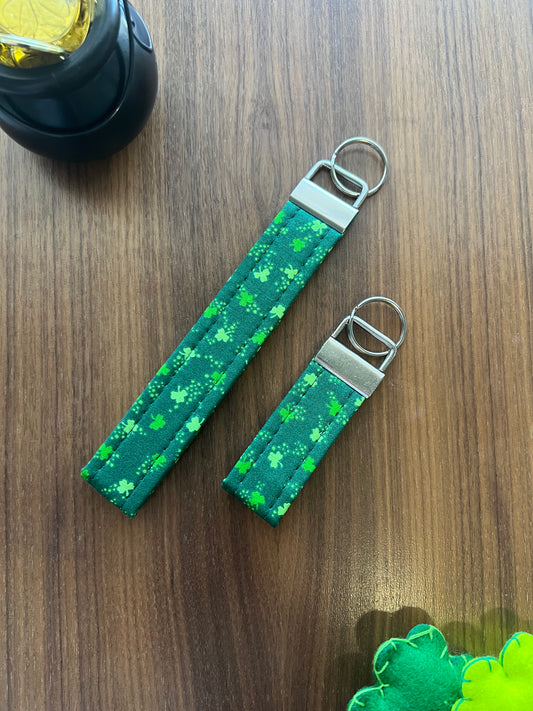 Green Clovers on Green Fabric Key Fob-Patty's Day Collection