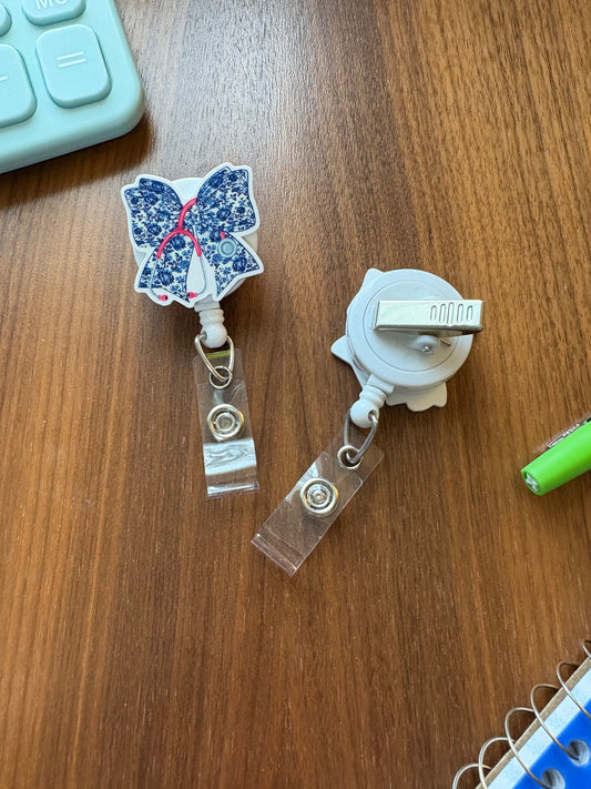 Stethoscope Bow Badge Reel