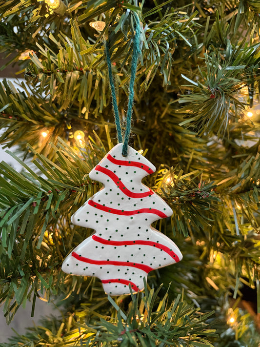 Christmas Tree Cake Handmade Clay Ornament Ornament - Holiday Collection