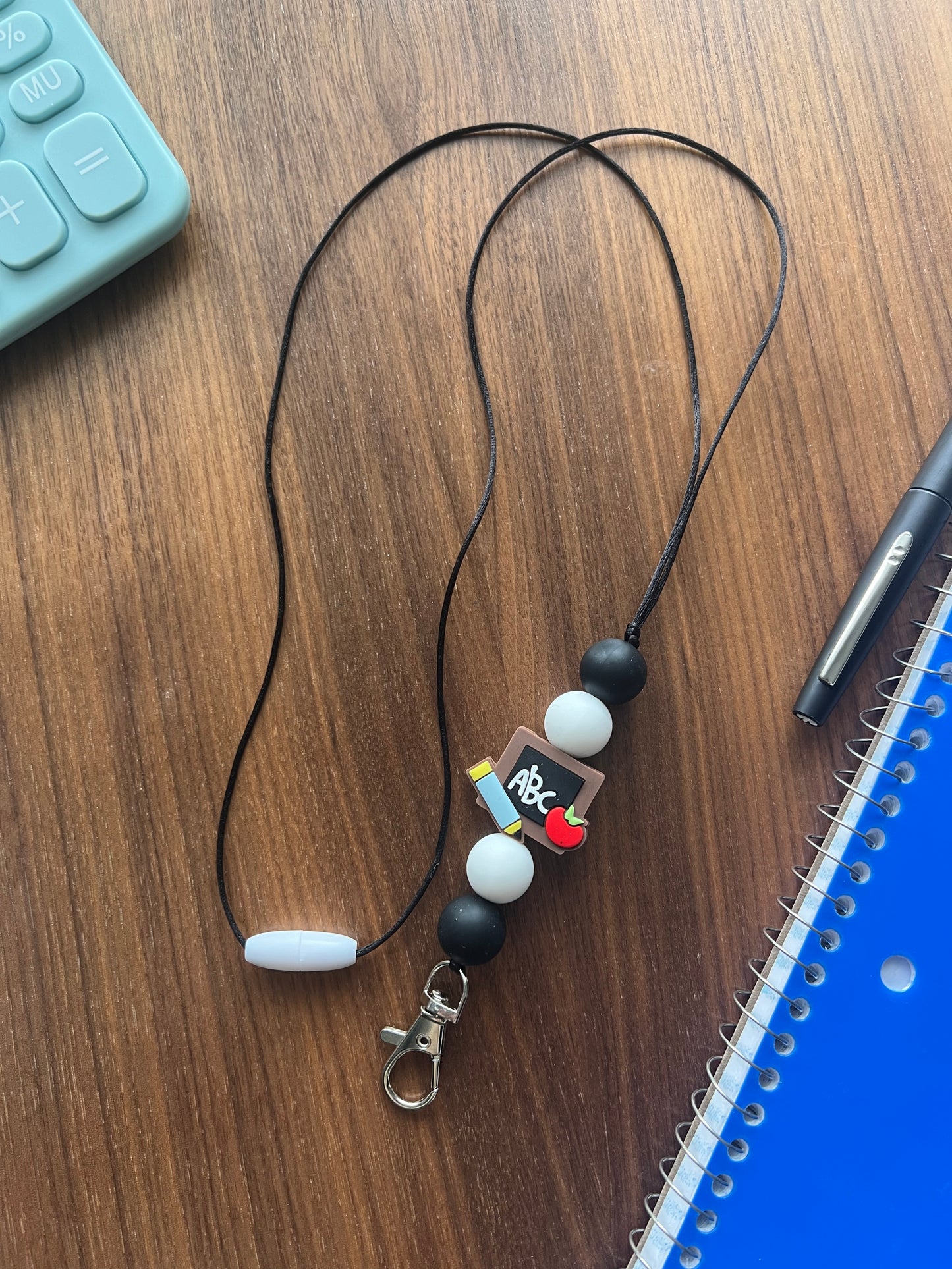 Chalkboard Silicone Beaded Lanyard