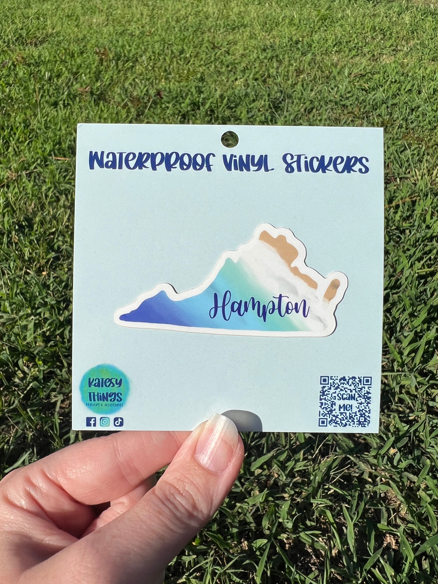 Hampton, Virginia - Beach Scene Vinyl Sticker
