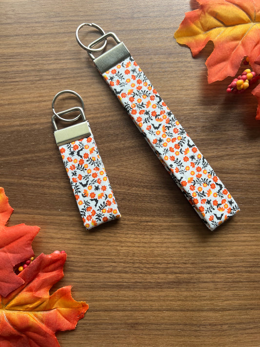 Floral Bats and Spiders Key Fob - Spooky Collection