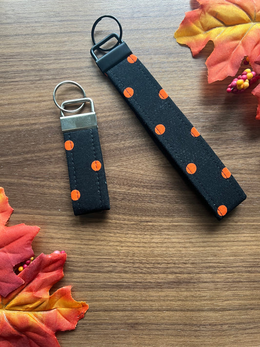 Black with Orange Polka Dots Key Fob - Spooky Collection