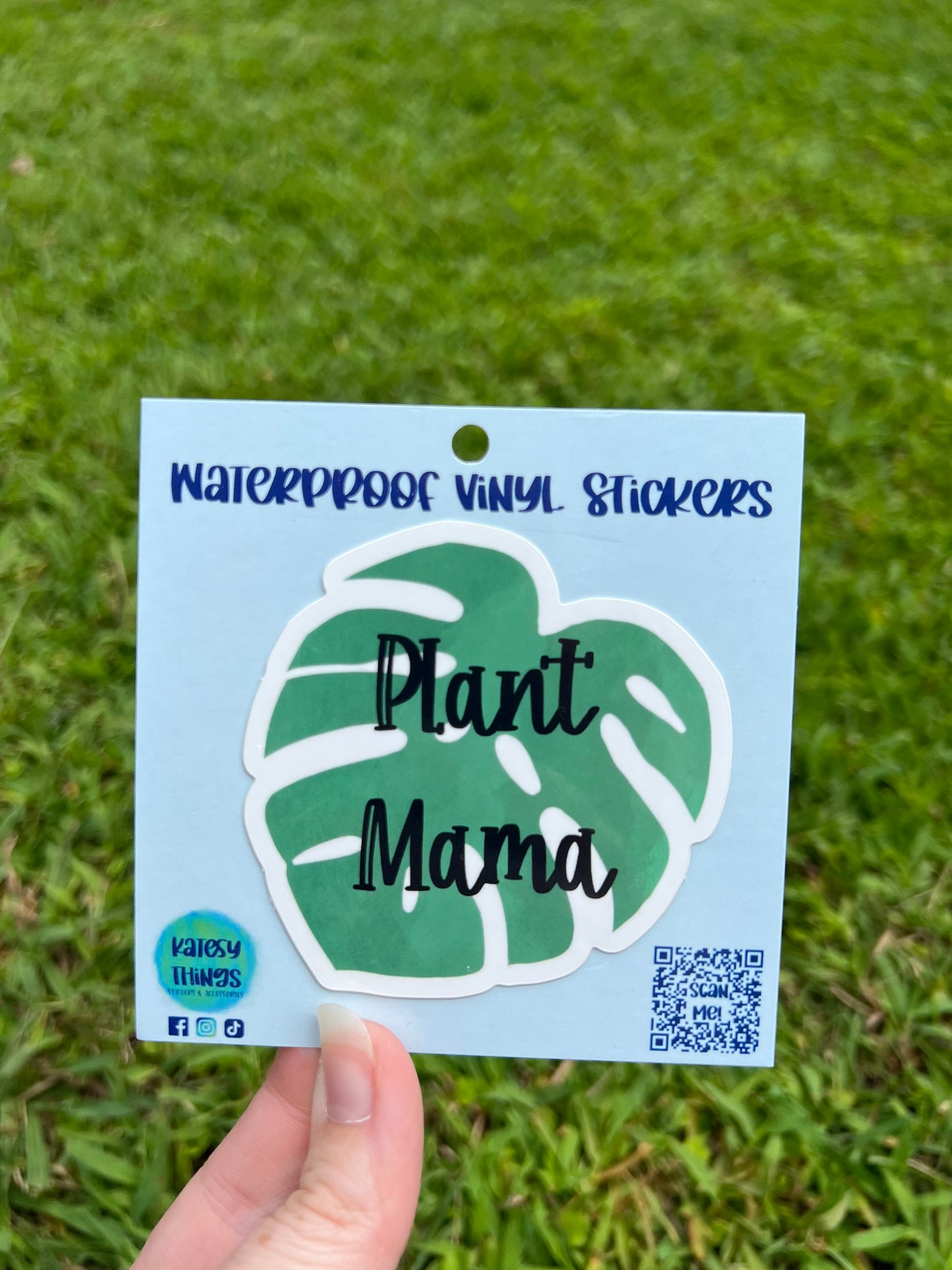 Plant Mama on Watercolor Monstera Leaf Vinyl Sticker