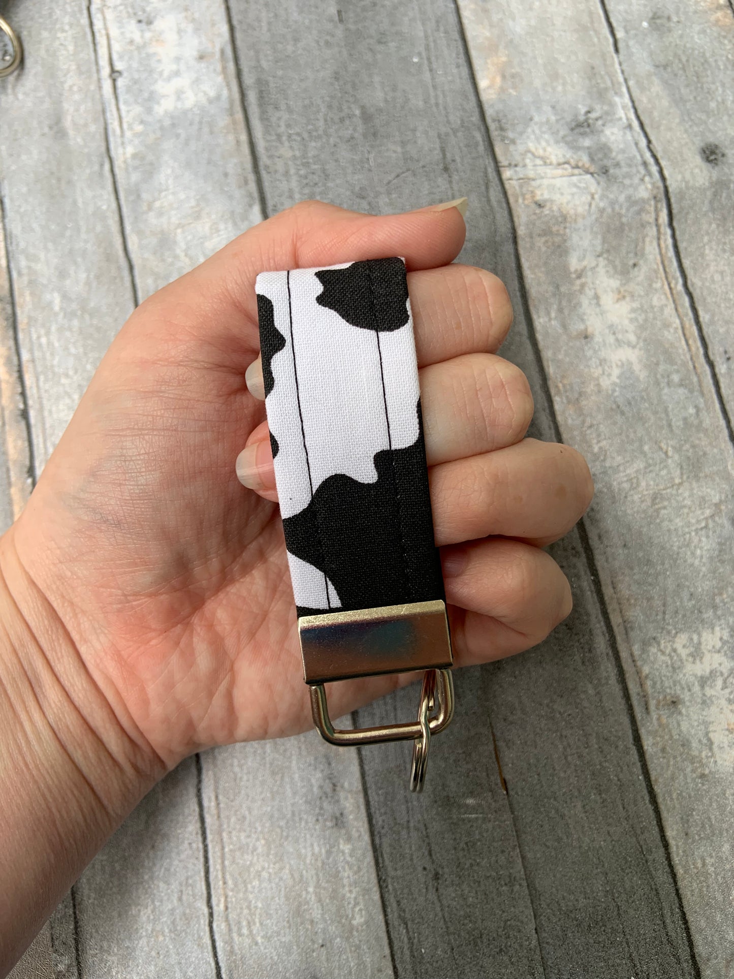 Cow Print Fabric Key Fob - Wristlet and Mini Option - 1” Wide