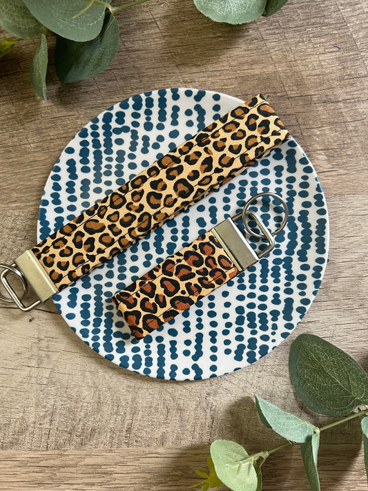 Cheetah Fabric Key Fob - Wristlet and Mini Option - 1” Wide
