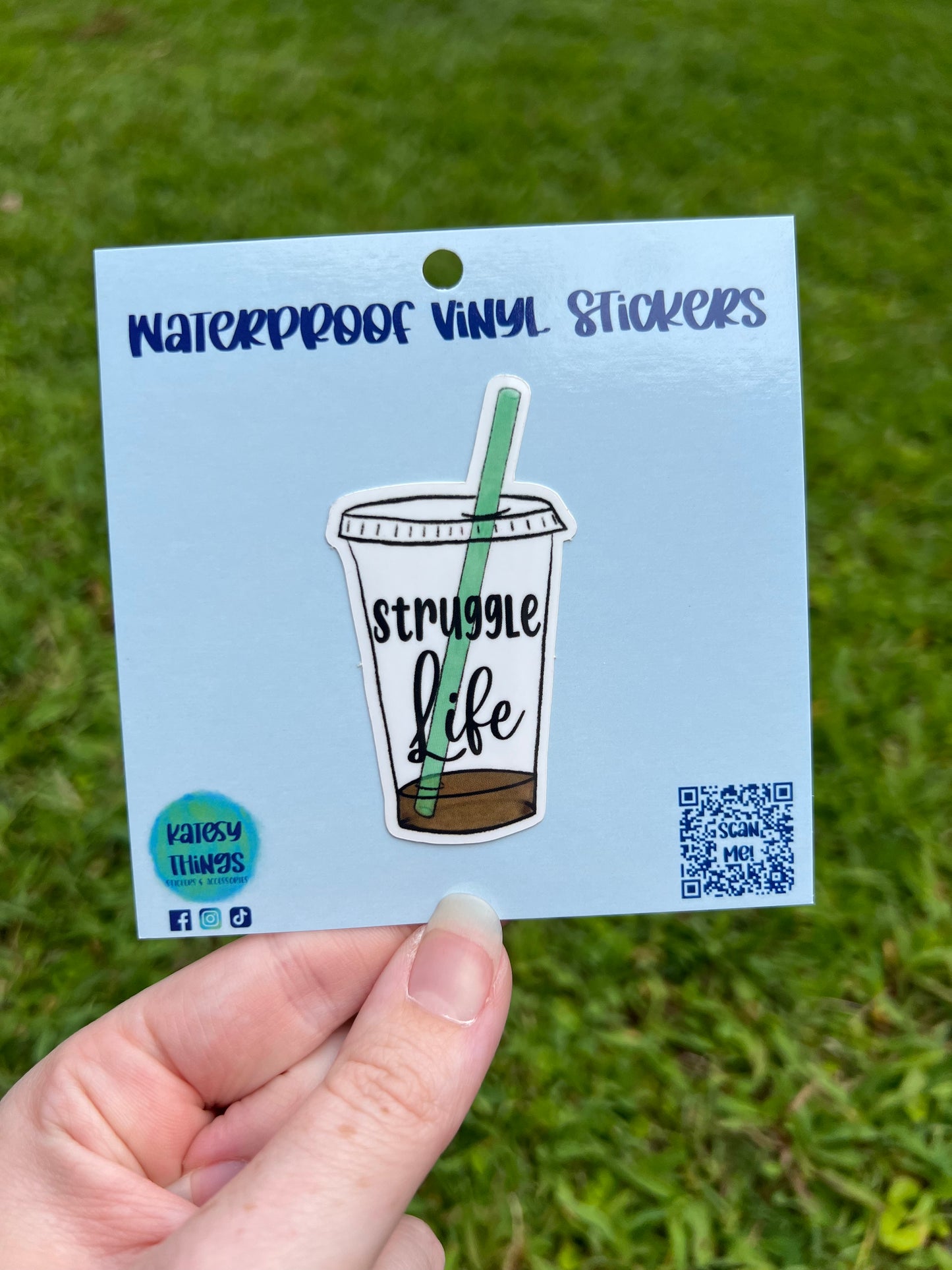 Struggle Life Almost Empty Iced Coffee Cup Vinyl Sticker