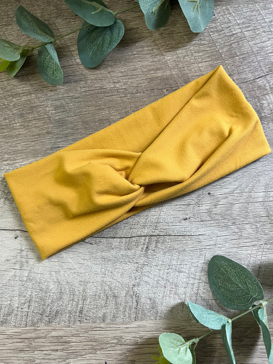 Solid Mustard Yellow Twist Knot Headband