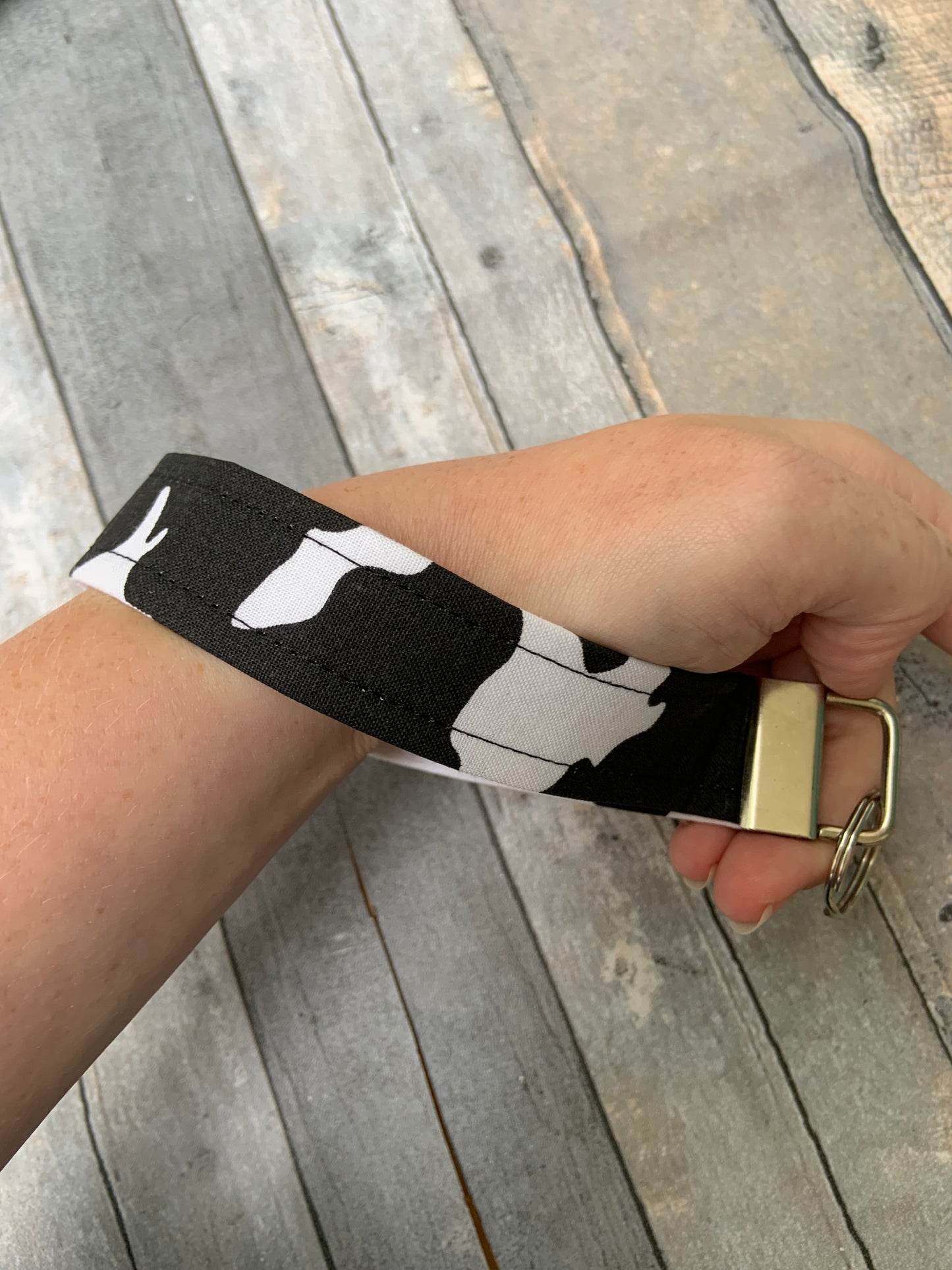 Cow Print Fabric Key Fob - Wristlet and Mini Option - 1” Wide